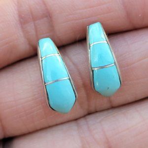 Gorgeous Native American handmade baby blue turquoise inlay 925 sterling silver